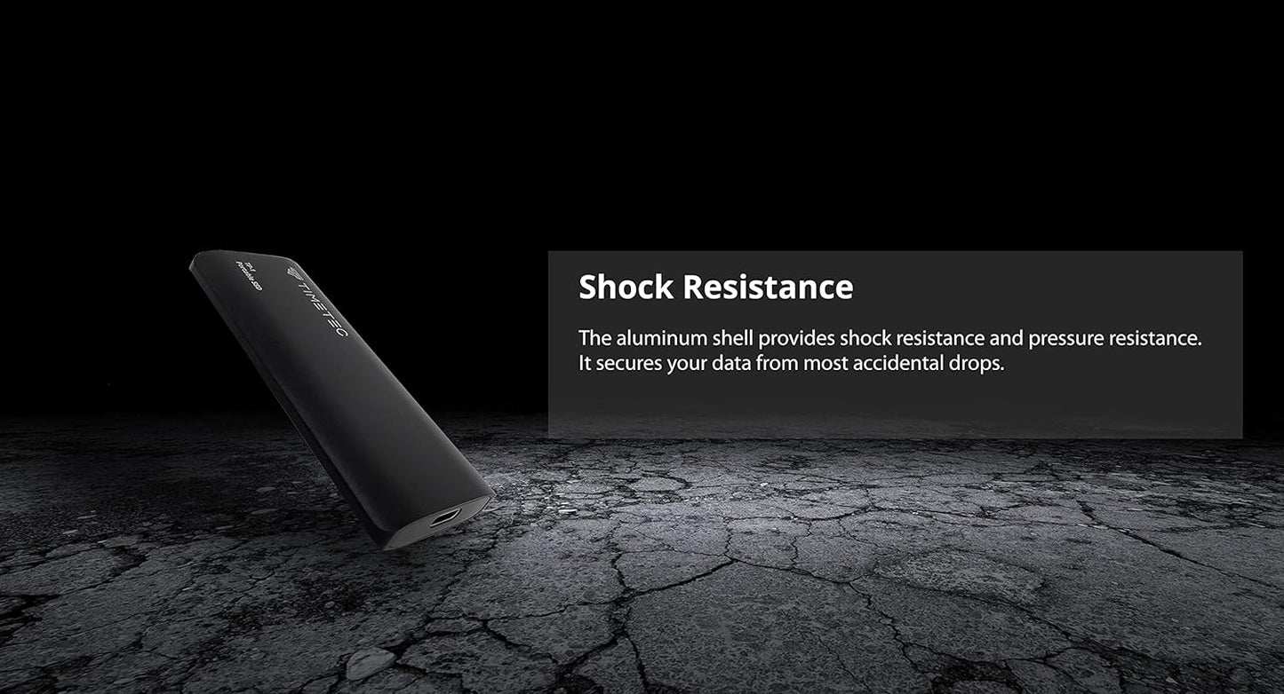 Timetec 2TB Portable External SSD USB3.2 Gen2 Type C Up to 550MB/s Ultra-Light Aluminum Mini External Solid State Drive with USB C to A Cable/USB A to C Adapter for Desktops/Laptop/Mac/Mobile - Black