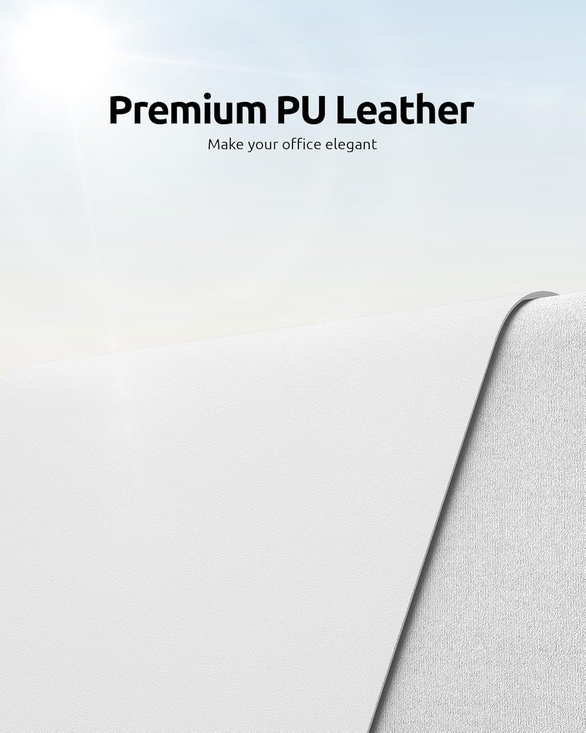 YSAGi Leather Desk Protector, Office Mat, Large Mouse Mat, Non-Slip PU Leather Blotter, Laptop Desk, Waterproof Writing Pad for Office and Home (White, 31.5" x 15.8")