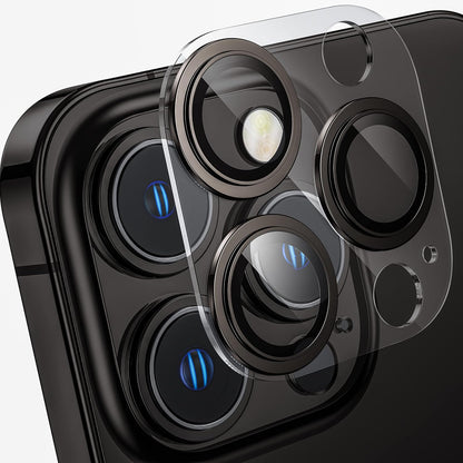 [2 in 1] for iPhone 14 Pro/iPhone 14 Pro Max Camera Lens Protector,Full Protective Metal Ring + HD Tempered Glass Camera Screen Protector Cover Film Accessories, Space Black
