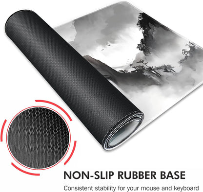 Galdas Gaming Mouse Pad XXL XL Large Long Extended Big Mousepad Non-Slip Rubber Keyboard Mouse Pad with Stitched Edges for Laptop Home Office (31.5x11.8x0.08 Inch) … (Black Ink)