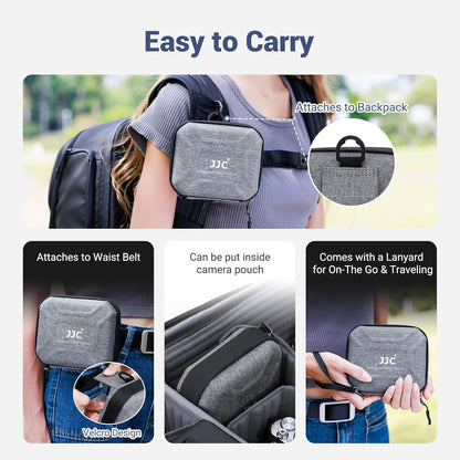JJC Durable Hard Shell Lens Filter Case Up to 95mm, 4 Pockets Lens Filter Holder Bag with Belt Loop and Wrist Strap, Camera Lens Filter Storage Case Carrying Pouch for Filter Round Filter ND UV CPL
