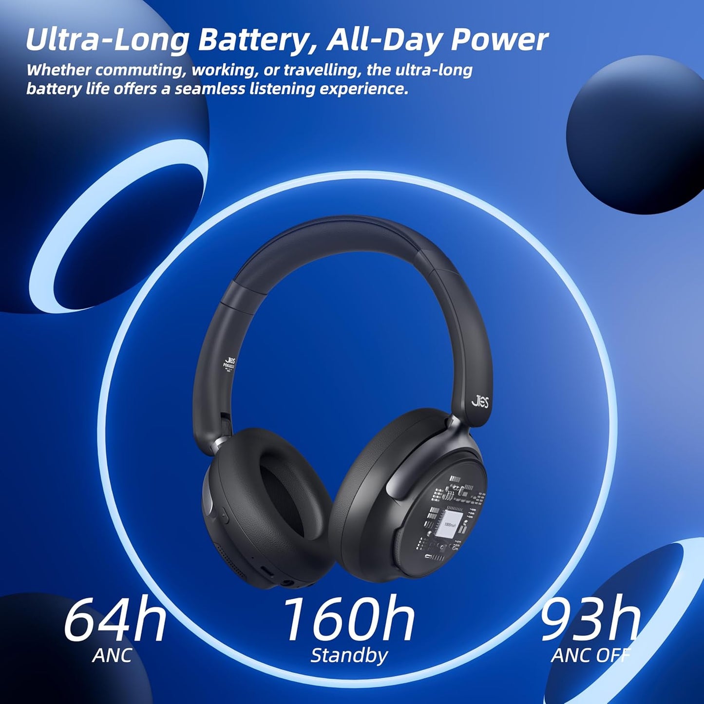 Active Noise Cancelling Headphones,Wireless Headphone with Transparent Mode,Hi-Res Audio,Deep Bass,160H Playtime,Foldable Storage Over Ear Bluetooth Headset for Daily Use/Gaming/Work/Travel-Beige