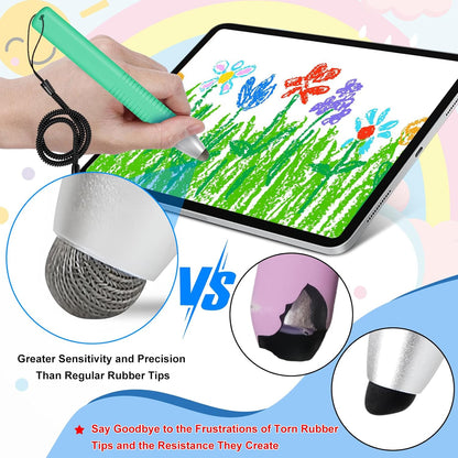 2pcs Kid-Friendly Stylus Pens for Touch Screens, Tablet Stylus Pen with Spring Cord Universal Touch Screen Capacitive Crayon Stylus Green Orange