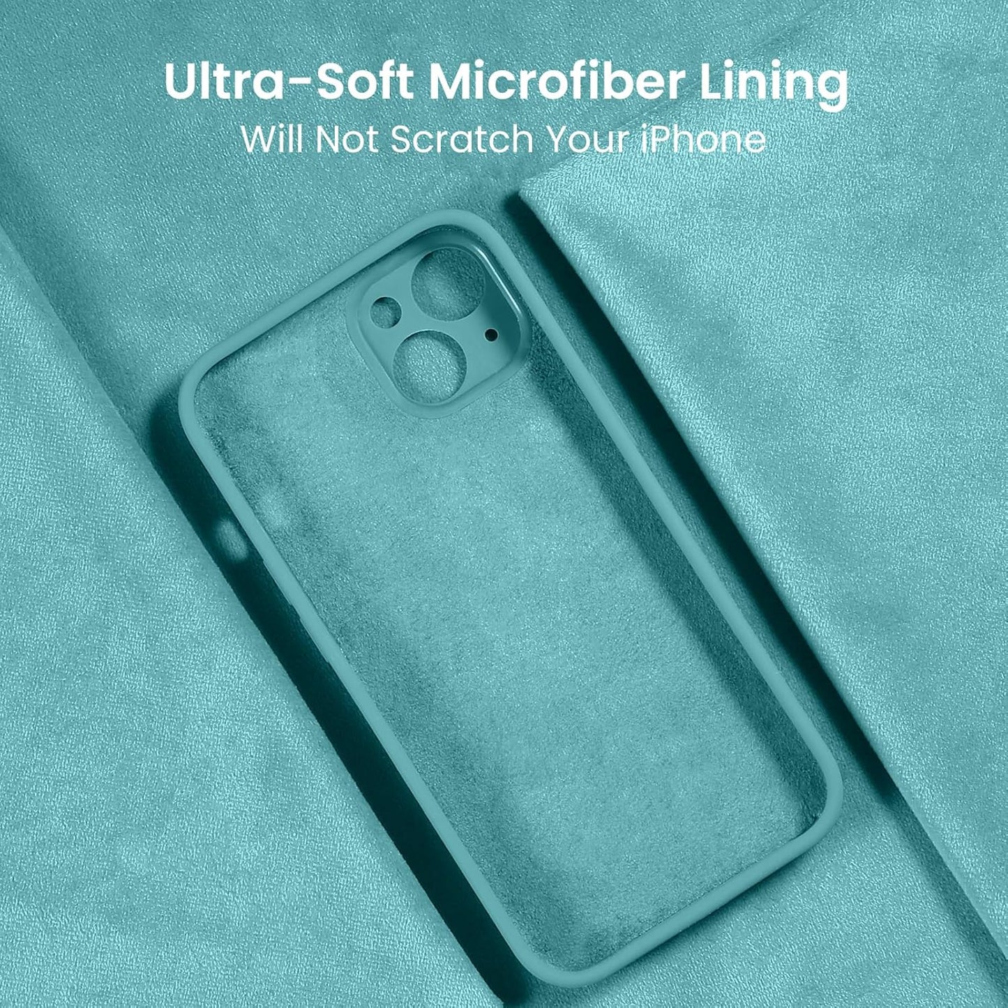 FireNova Designed for iPhone 13 Case, Silicone Upgraded [Camera Protection] Phone Case with [2 Screen Protectors], Soft Anti-Scratch Microfiber Lining Inside, 6.1 inch, Sea Blue