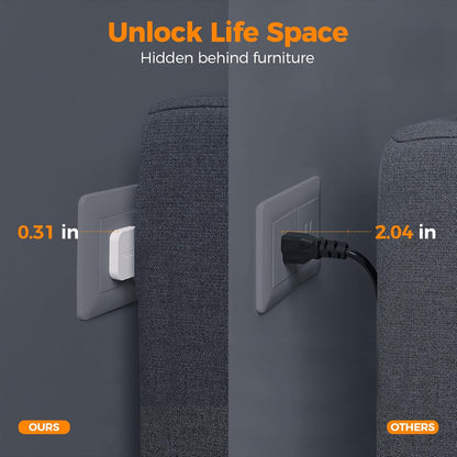 5FT Flat Extension Cord, TESSAN Surge Protector Power Strip with 4 Widely Spaced AC Outlets, 900 Joules Surge Protection, Ultra-Thin Flat Plug Desk Charging Station for Home Office Dorm Essentials