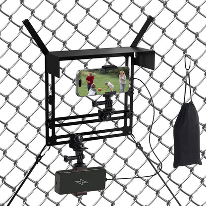 Cell Phone Fence Mount with Shade, Fence Phone Holder Mounting Kit for iPhone, GoPro, Mevo Start, Insta360 and Other Action Cameras, Streaming Kit for Recording Baseball, Softball and Tennis