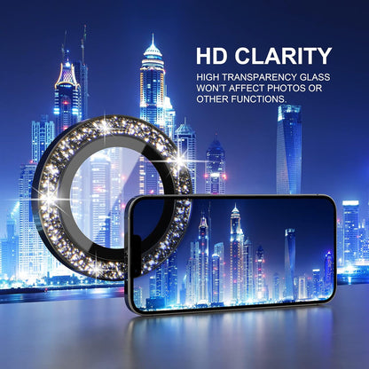 Choiche [3+1 for iPhone 13 Pro/iPhone 13 Pro Max Camera Lens Protector Bling, 9H Tempered Glass Camera Cover Screen Protector Metal Ring Decoration Accessories (Glitter-Graphite)