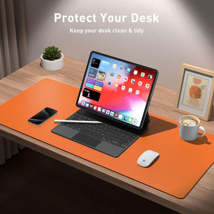 Aothia Leather Desk Pad Protector, Mouse Pad, Office Desk Mat, Non-Slip PU Leather Desk Blotter, Laptop Desk Pad, Waterproof Desk Writing Pad for Office and Home (36" x 17", Hermes Orange)