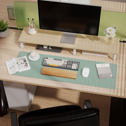 Aothia Leather Desk Pad Protector - Large Mouse Pad, Office Mat, Non-Slip PU Leather Blotter, Laptop Desk Pad, Waterproof Writing Pad for Office and Home (Light Blue, 38" x 13.7")