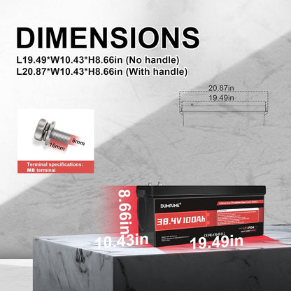 38.4V(36V) 100Ah LiFePO4 Lithium Battery Built-in 200A BMS & 15000 Cycles,3840W Motor Support,High Energy Density,Maintenance-Free for Golf Carts Utility Vehicles RV Backup Power