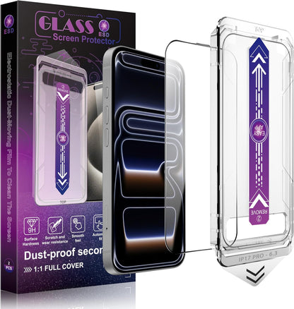 Screen Protector for iPhone 17 Pro 6.3-Inch, 2 Pack, 9H Tempered Glass, HD Clear, Full Cover, Anti-Fingerprint, Easy Installation