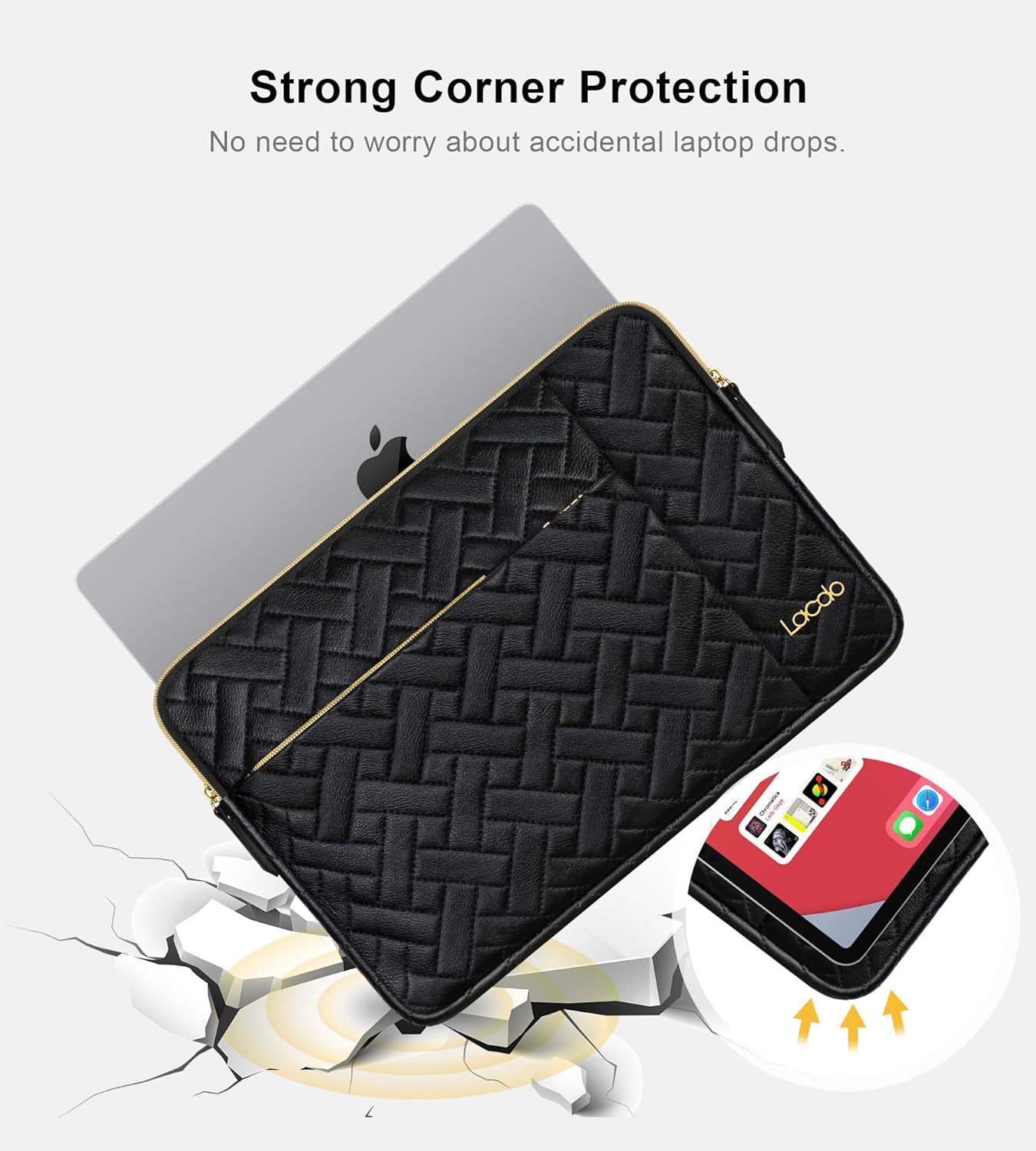 Lacdo Laptop Sleeve Case for 14 inch New MacBook Pro M4/M3/M2/M1 Chips Pro Max A3112 A3401 A3185 A2918 A2992 A2779 A2442 2024-2021, 13.8 inch Surface Laptop 7th Copilot+PC Computer Bag, Elegant Black