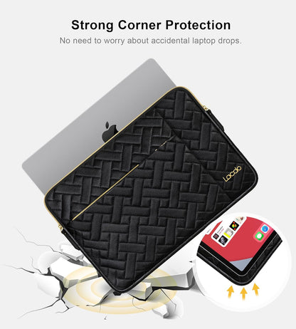 Lacdo Laptop Sleeve Case for 14 inch New MacBook Pro M4/M3/M2/M1 Chips Pro Max A3112 A3401 A3185 A2918 A2992 A2779 A2442 2024-2021, 13.8 inch Surface Laptop 7th Copilot+PC Computer Bag, Elegant Black