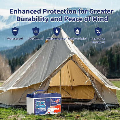 12V 140Ah LiFePO4 Battery 2Packs, Lithium Battery with Low Temp Cut-off, 100A BMS, Max.1792Wh Energy, Group 31 Deep Cycle LiFePO4 Battery for Trolling Motor, RVs, Home Backup, etc