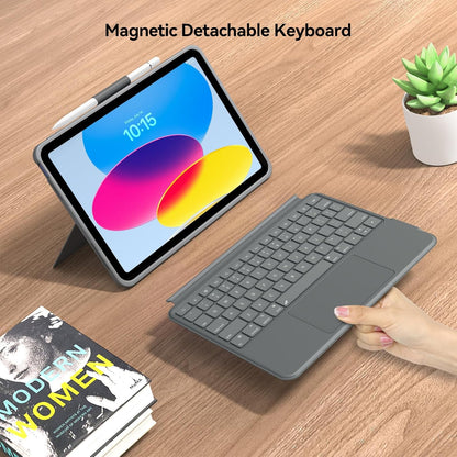 iPad 10th Generation Keyboard Case: Bluetooth Rechargeable Magic-Style Keyboard Folio with Built-in Trackpad, Backlit Keys, Magnetically Detachable Two-Piece Design for iPad 10th & 11th (A16, 2025)