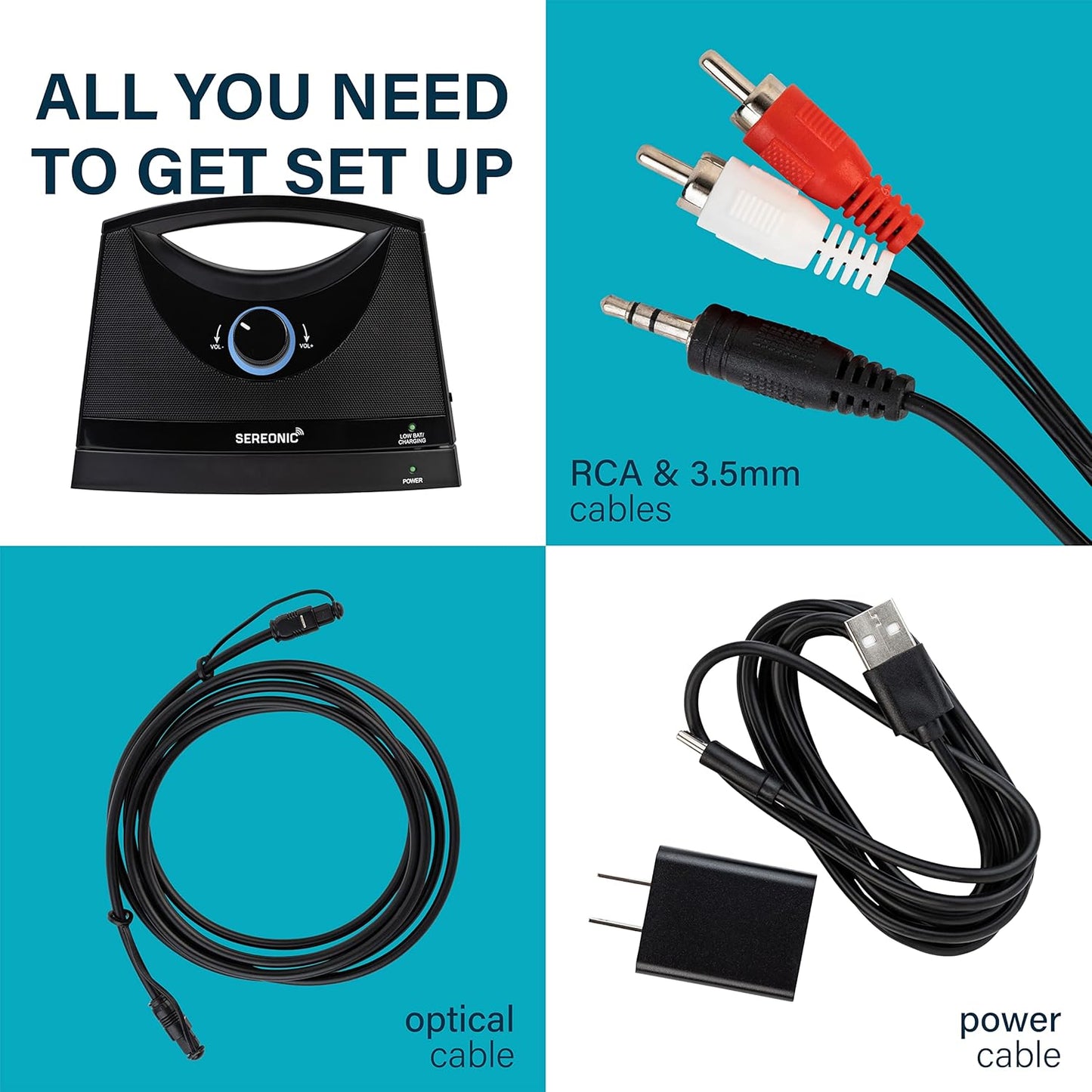 Portable Wireless TV Speakers for Smart TV - Ideal for TV Watching Without The Blaring Volume - Wireless Speakers for TV Designed for Hard of Hearing, Elderly, and Seniors - 100ft Range