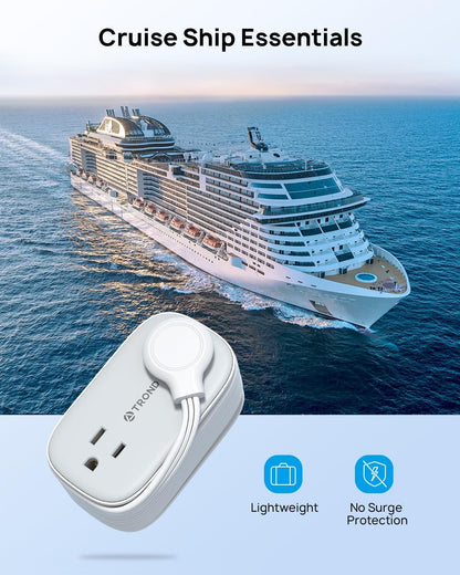 TROND Flat Plug Power Strip: 3.3ft Wrapped Short Extension Cord with 4 Outlets, 4 USB Ports, Small Charging Station, Travel Home Office Cruise Ship Dorm Room Essentials, Gray