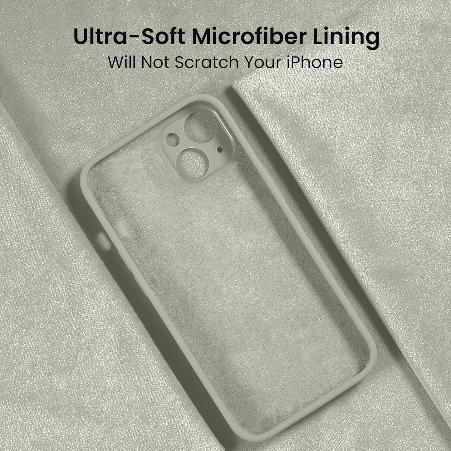 FireNova Designed for iPhone 13 Case, Silicone Upgraded [Camera Protection] Phone Case with [2 Screen Protectors], Soft Anti-Scratch Microfiber Lining Inside, 6.1 inch, Stone