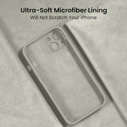 FireNova Designed for iPhone 13 Case, Silicone Upgraded [Camera Protection] Phone Case with [2 Screen Protectors], Soft Anti-Scratch Microfiber Lining Inside, 6.1 inch, Stone