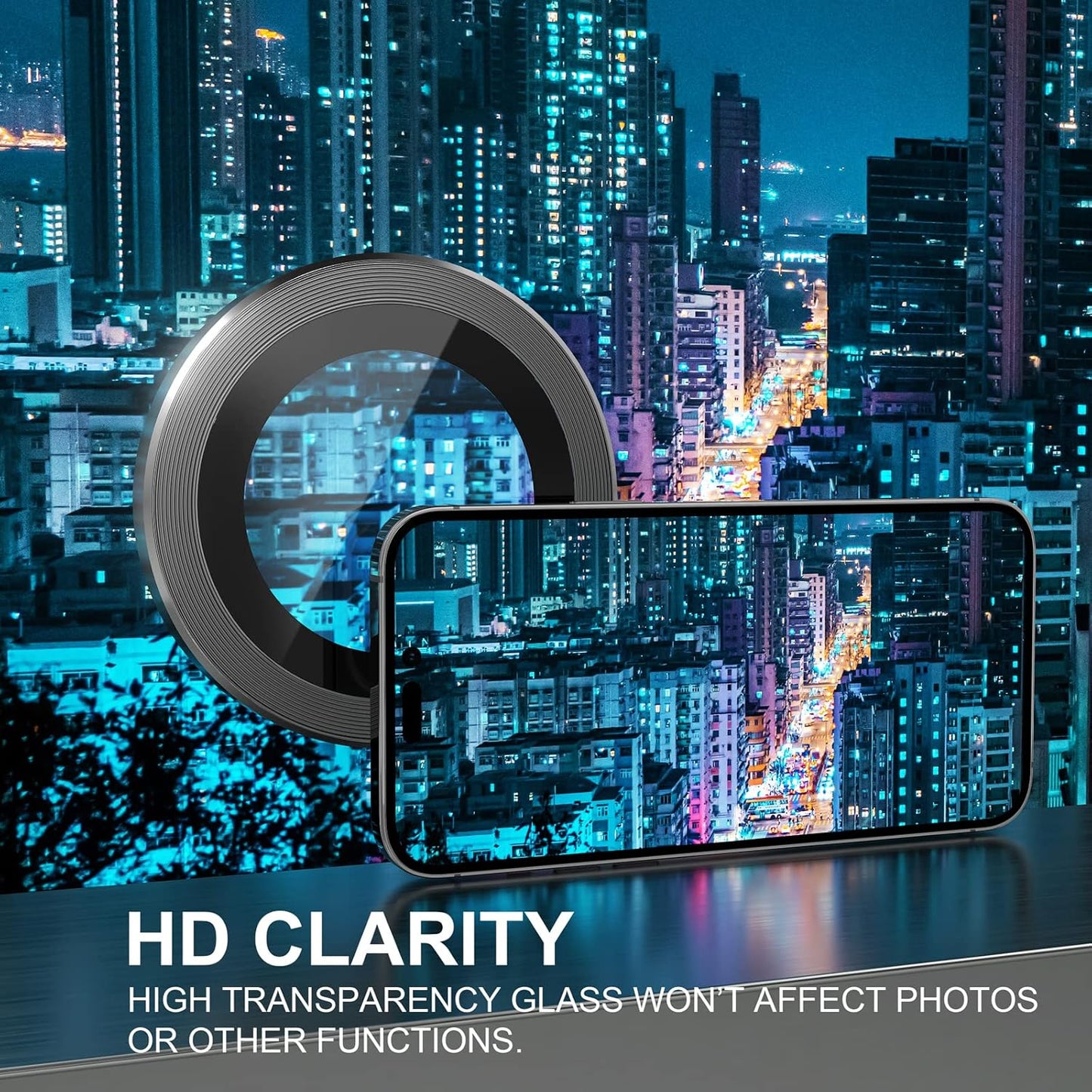 Choiche [3+1 for iPhone 14 Pro/iPhone 14 Pro Max Camera Lens Protector, 9H Tempered Glass Camera Cover Screen Protector Metal Ring Decoration Accessories (Black)