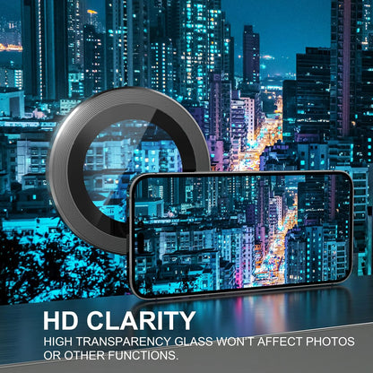 Choiche [3+1 for iPhone 14 Pro/iPhone 14 Pro Max Camera Lens Protector, 9H Tempered Glass Camera Cover Screen Protector Metal Ring Decoration Accessories (Black)