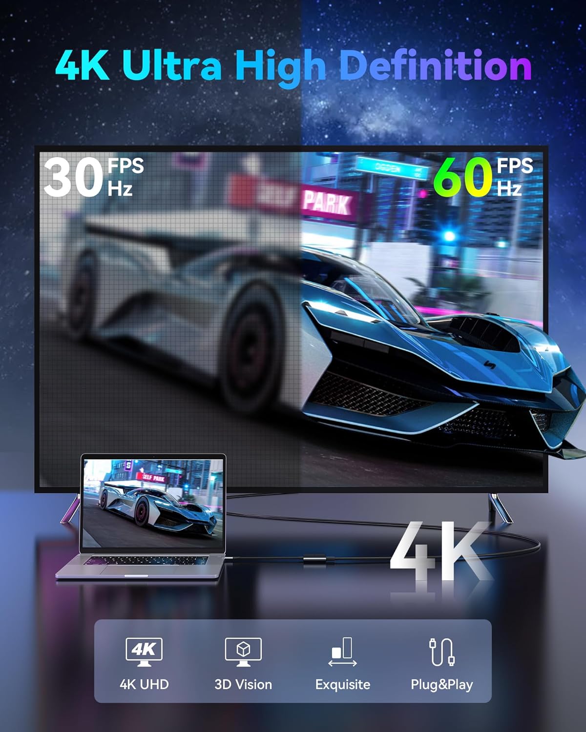 USB C to Dual HDMI Adapter 4K@60Hz, HDMI Splitter for Dual Monitors Extend Display, USB C HUB Multi Monitor Adapter to 2HDMI Ports Converter for Dell XPS 13/15,HP,Lenovo, Surface Type C Laptop(Black)