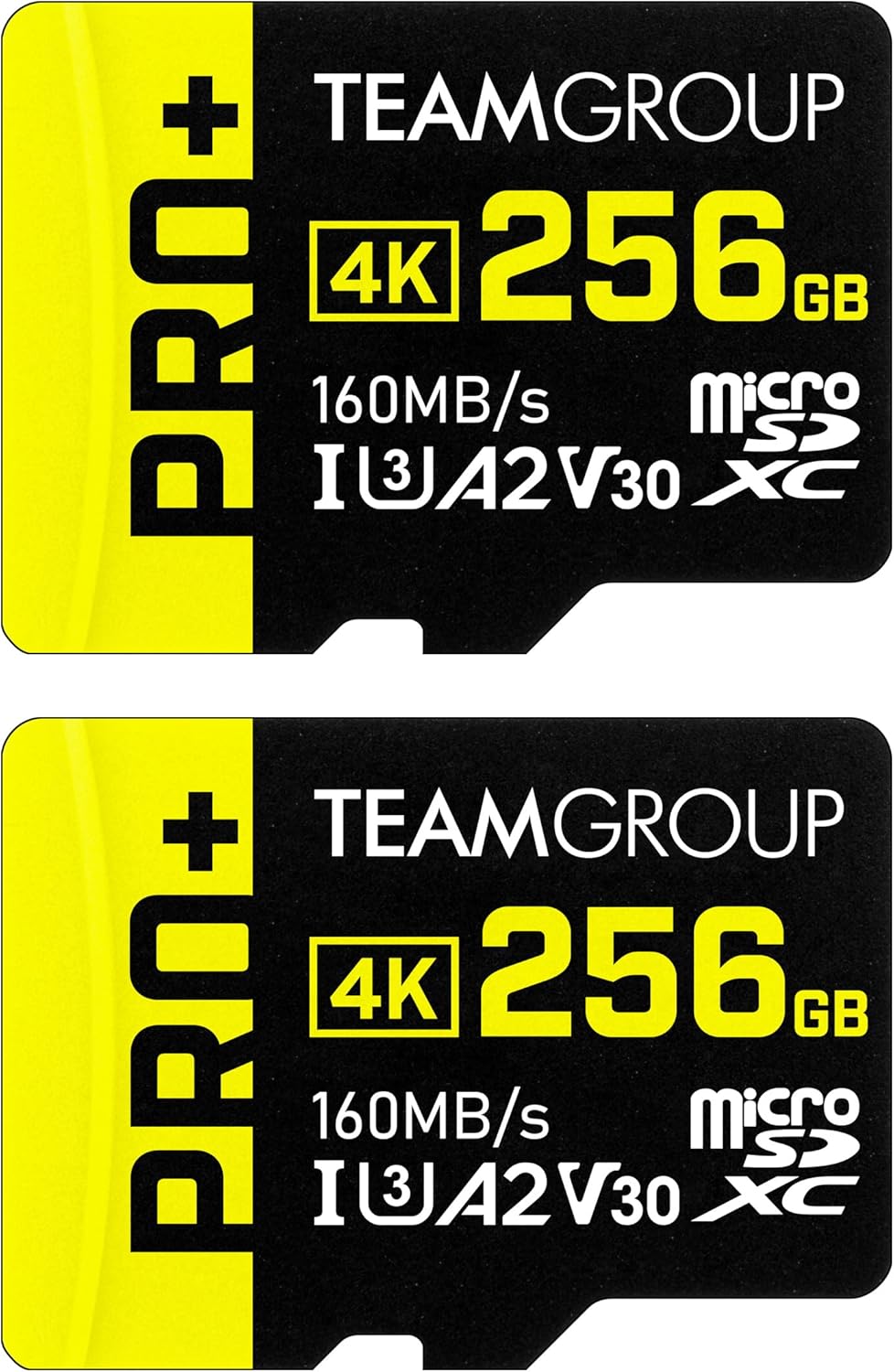 TEAMGROUP A2 Pro Plus Card 256GB x 2 Pack Micro SDXC UHS-I U3 A2 V30, R/W up to 160/110 MB/s for Nintendo-Switch, Gaming Devices, Tablets, Smartphones, 4K Shooting, with Adapter TPPMSDX256GIA2V3064
