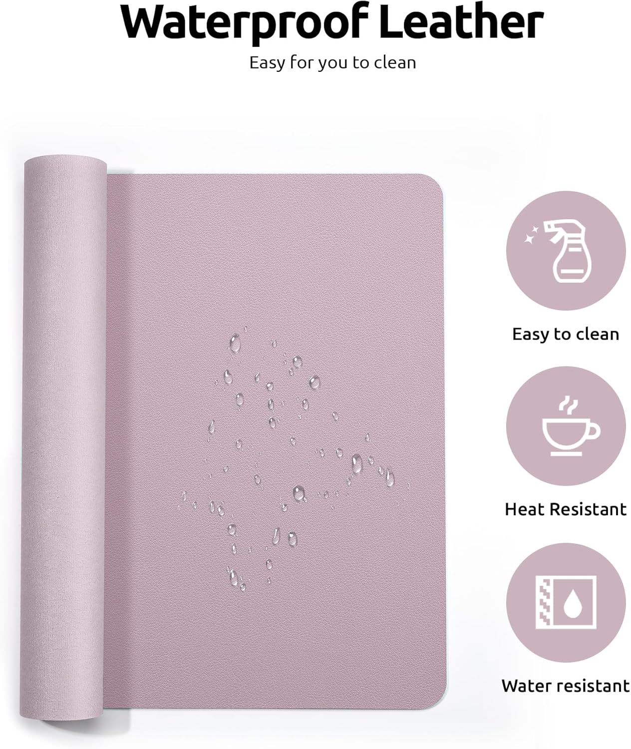YSAGi Leather Desk Protector, Office Mat, Large Mouse Mat, Non-Slip PU Leather Blotter, Laptop Pad, Waterproof Writing Pad for Office and Home (Grayish Lavender, 35.4" x 17")