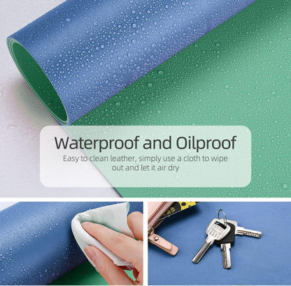 YSAGi Dual-Sided Laptop Desk Mat, 31.5" x 15.7", Waterproof Leather Writing Pad for Office and Home (Azure Blue+Green)