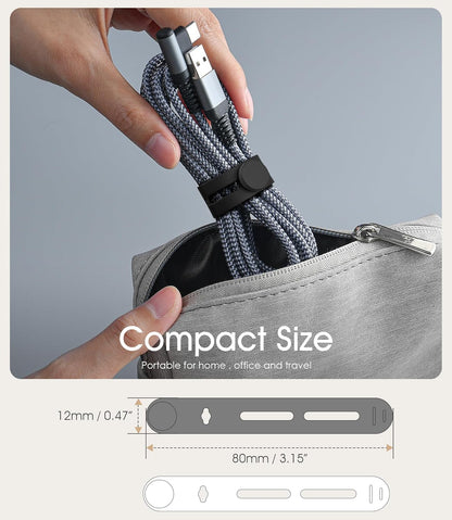 40Pcs Nearockle Reusable Cable Ties, Adjustable Silicone Cord Organizer Small Zip Ties for Charging Cords Earphone Computer Wire, Office Desk Cable Management Travel Accessories(White&Black)