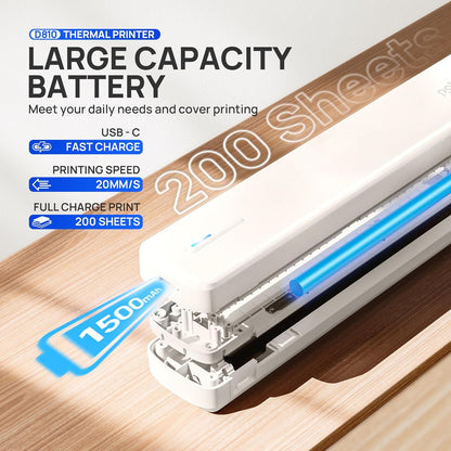 POLONO Portable Printer Wireless for Travel, D810 Bluetooth Thermal Printer Support for 8.5"x11" US Letter, Beige