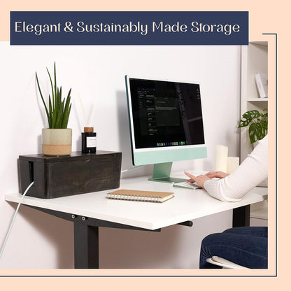 Large Cable Management Box - Cable Organizer Box and Power Strip Box for Electrical Cord Management - Hide Desk Cord and Floor Cables - Wire Storage and Organization for Cords