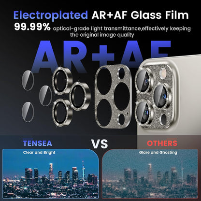 Tensea for iPhone 16 Pro/iPhone 16 Pro Max/iPhone 15 Pro/iPhone 15 Pro Max Camera Lens Protector, Metal Aluminum Alloy Tempered Glass Cover Camera Screen Protector Accessories, Case Friendly