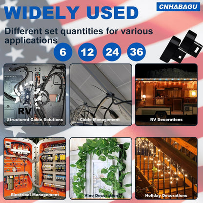 Magnet Zip Tie Mount Magnetic Zip Ties Mount 25LBS Strong Multipurpose Wire Cable Holder Mount Wire Clips Management for Home Office Marine Electrical Wiring (Black, 12 Piece)