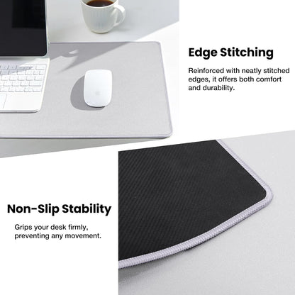ALOANES Silvery Waterproof Desk Mat, Large Mouse Pad with Extended Mouse Mat, with Anti Slip Base, Stitched Edge, Grain Jacquard Surface, Perfect for Gamer, Office & Home, 11.81''x31.50''x0.12''