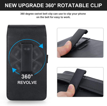 BECPLT Phone Holster for iPhone Air 17 Pro Max 16/15/14/13/12/11 Pro Max Leather Belt Case 360 Rotating Pouch Holster Belt Clip Case for iPhone Xs Max 8 Plus 7 Plus 6s+ 6+ Galaxy S25+ S24+ S23+ S22+