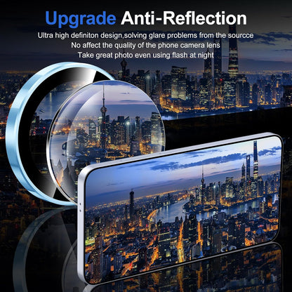 for Samsung Galaxy S25 Camera Lens Protector, Individual Metal Ring Tempered Glass Lens Cover, [Strong Adsorption] Scratch Resistant Ultra-Thin HD Clear Lens Cover, 1 Set-Blue Ring