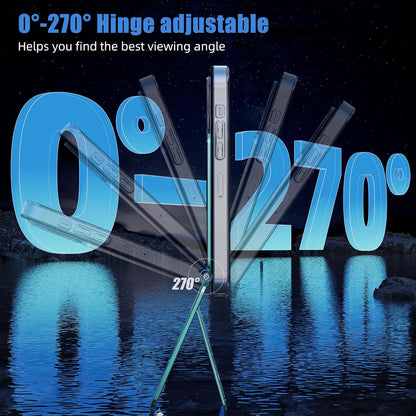 Phone Tripod Stand, Aluminum Alloy Mini Tripod Compatible with Magsafe iPhone 16/15/14/13/12 Series, Foldable Strong Magnetic Phone Stand, Mult-Angle Adjustment Selfie Stick (Ocean Blue)