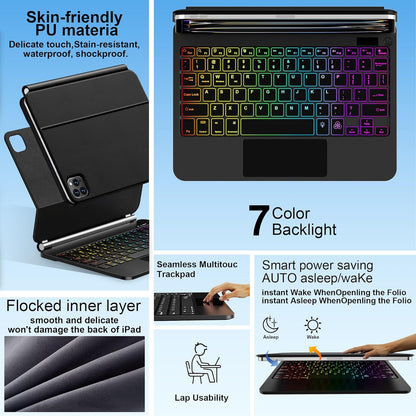 for iPad Pro 13 Inch Case with Keyboard (M4, 2024)，Magic-Style Magnetic – 7 Colors Backlight -Floating Cantilever Stand - Multi-Touch Trackpad Keyboard Case for iPad Pro 13