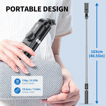 Selfie Stick Tripod, All in One Extendable & Portable iPhone Tripod Selfie Stick with Wireless Remote Compatible with iPhone 16 15 14 13 12 11 pro Xs Max 8 7, Galaxy Note10/S20/S10/OnePlus 9/9 PRO etc