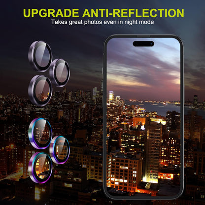 WSKEN for iPhone 14 Pro/iPhone 14 Pro Max Camera Lens Protector,[Night Shooting Mode] HD Tempered Metal Glass Camera Screen Protector Cover Film Accessories,Deep Purple + Colorful