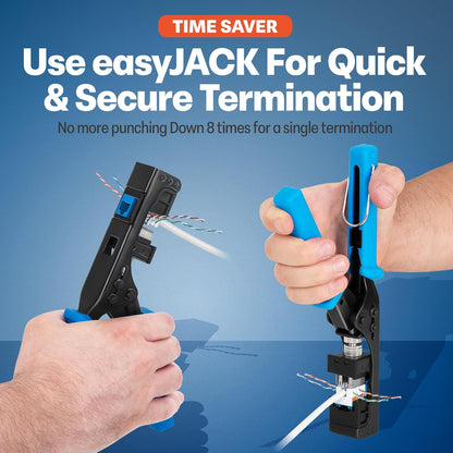 Everest 90° Angled RJ45 Cat6 Keystone Jacks 10-Pack in Blue - Slim Profile Female RJ45 Connectors - Cat 6 Keystone Jack - Compatible with 90° Angled Speed Termination Tool - easyJACK (B094WB91H3)