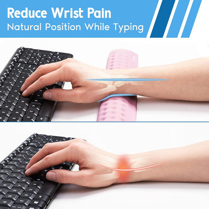 i-Rocks Memory Foam Keyboard Wrist Rest - Pain-Reducing Wrist Rest for Computer Keyboard - Non-Slip Rubber Base Wrist Rest - Cooling Keyboard Pad for Long Hours of Work, Studying, Gaming
