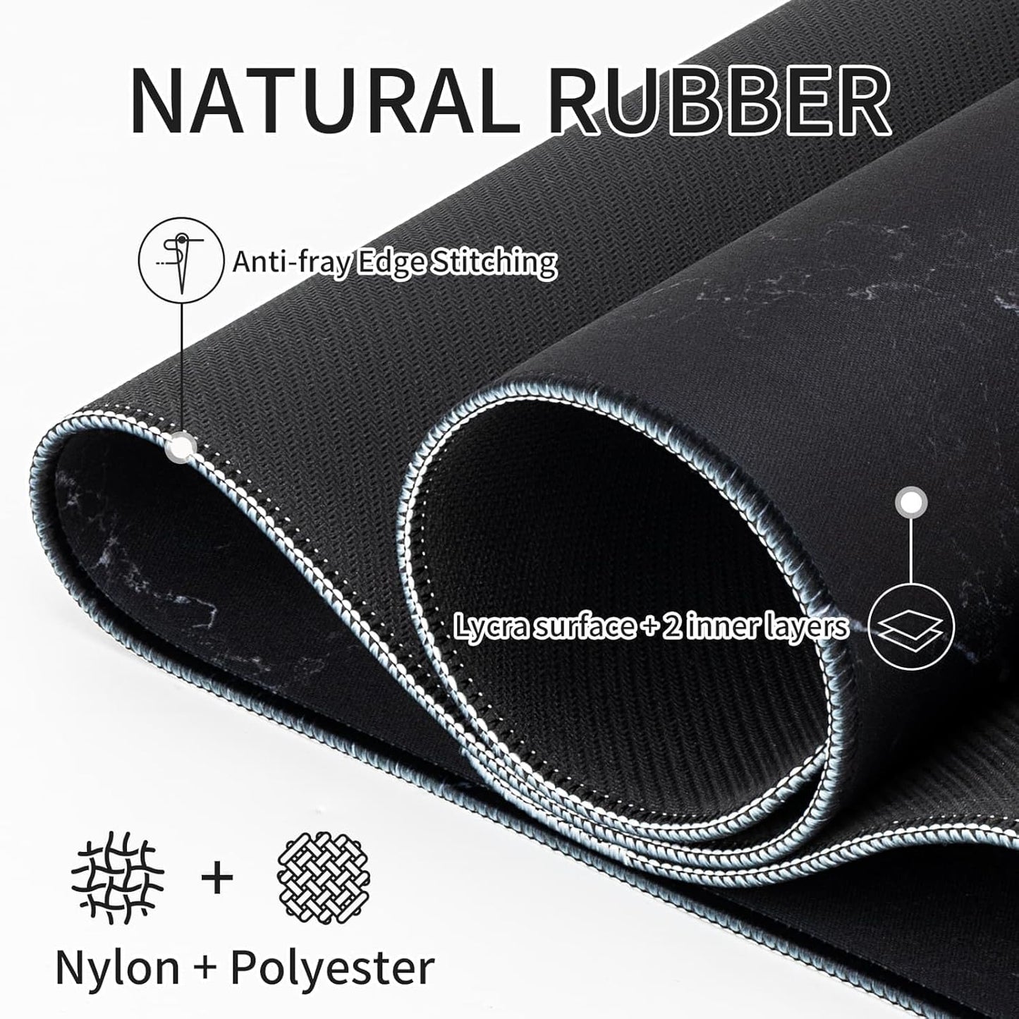 RAINYEAR Large Gaming Mouse Pad(31.5 x 11.8 Inch), Computer Mousepad with Anti-Slip Rubber Base, Smooth Large Keyboard Mouse Pad Mat for Gamer, Office, Home, Black Marble