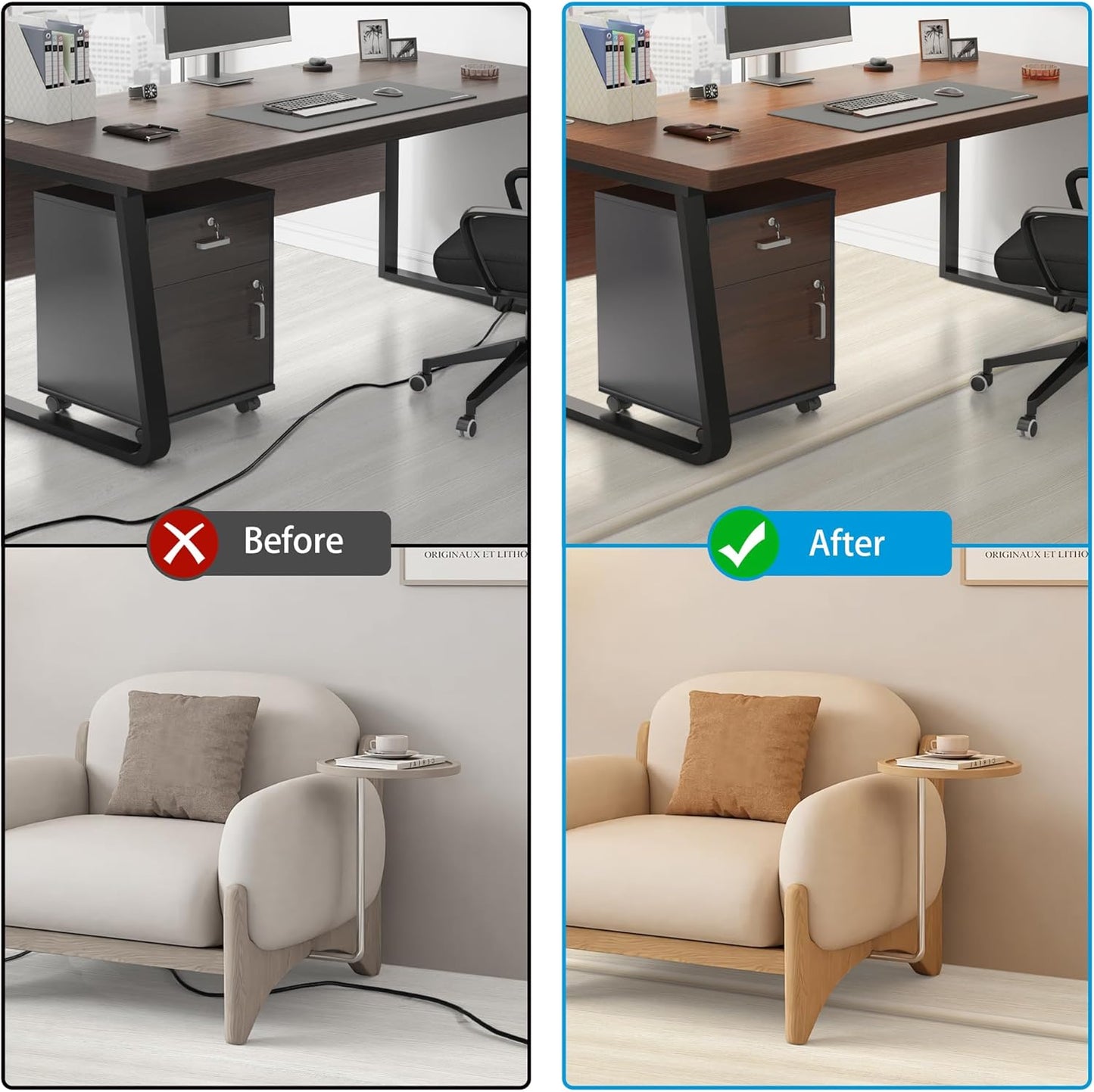 Floor Cord Cover 6ft, Cord Hider Floor Beige Maple Wood, Floor Cable Management Prevent Cable Trips, Floor Cable Cover Wire Covers for Electric Power Cords, Cord Protector Cord Cavity W0.47in H0.28in