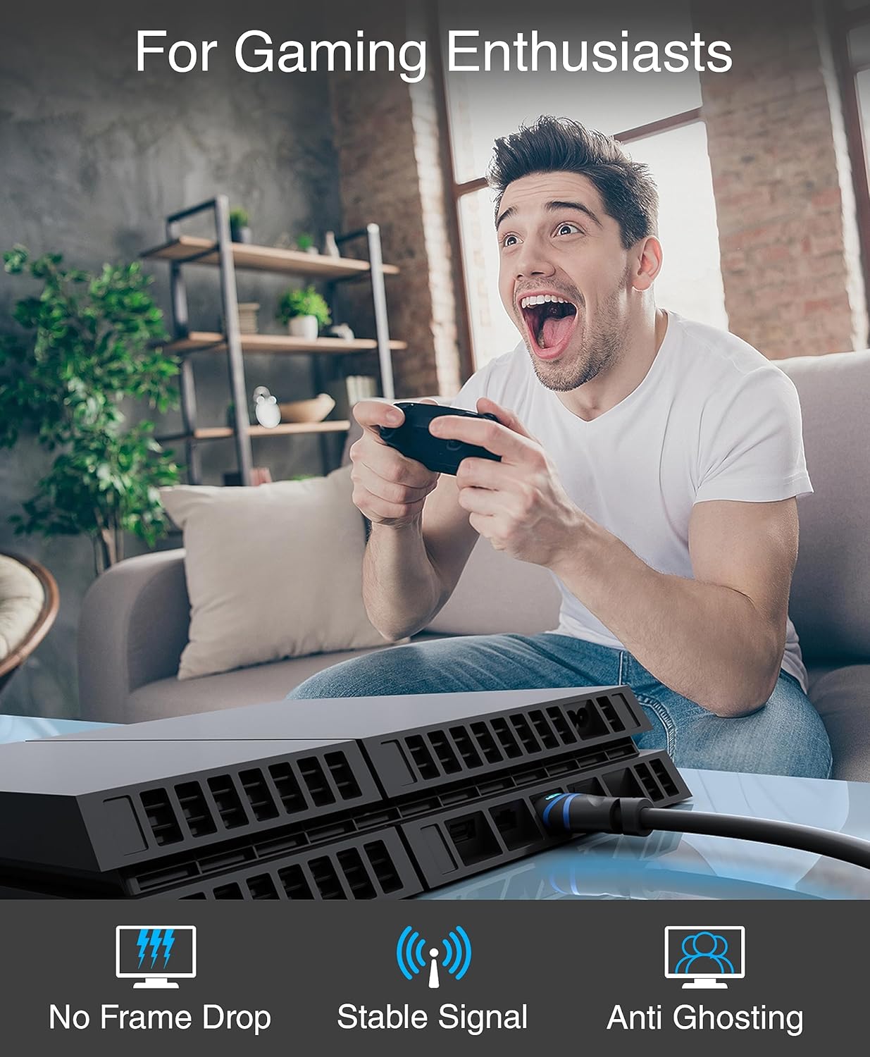 BlueRigger 8K HDMI Cable (10FT - 2 Pack, 8K 60Hz HDR, 4K 120Hz, High Speed 48Gbps with Ethernet, eARC, 3D, HDCP 2.3) - Compatible with PS5, Xbox, Roku, Apple TV, Switch, PC