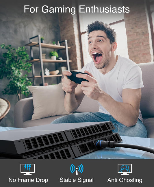 BlueRigger 4K HDMI Cable (20FT, 4K 60Hz HDR, HDCP 2.2, High Speed 18Gbps, in-Wall CL3 Rated) - Compatible with PS5/PS4, Xbox, Roku, Apple TV, HDTV, Blu-ray, PC