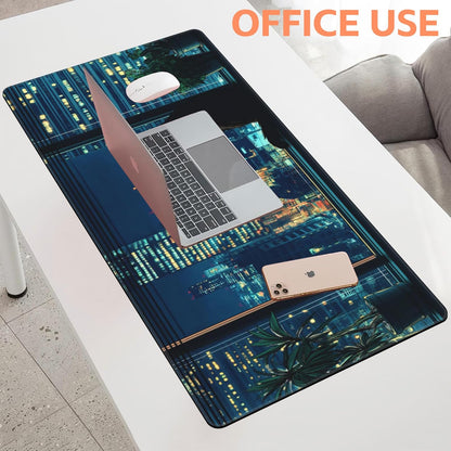 Mouse Pad Large Black Cat Non-Slip Gaming Desk Mat with Stitched Edge Laptop Keyboard Desk Pad for Work Home Gaming (35.4 x 15.7 Inches)