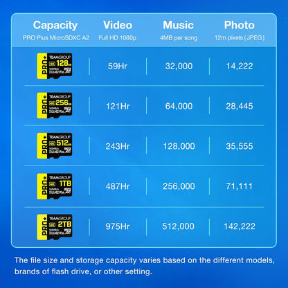 TEAMGROUP A2 Pro Plus Card 256GB x 5 Pack Micro SDXC UHS-I U3 A2 V30, R/W up to 160/110 MB/s for Nintendo-Switch, Gaming Devices, Tablets, Smartphones, 4K Shooting, with Adapter TPPMSDX256GIA2V3063