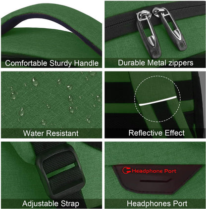 Laptop Backpack,Business Travel Anti Theft Slim Durable Laptops Backpack with USB Charging Port,Water Resistant College Computer Bag for Women & Men Fits 15.6 Inch Laptop and Notebook-Green